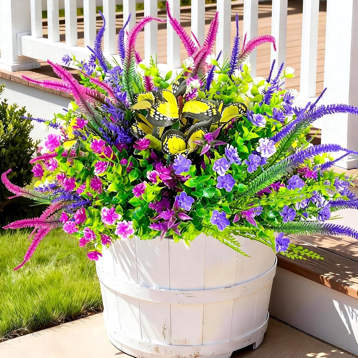 Kunstbloemen set 7 bundels - Realistische kunststof bloemen - UV-bestendig - Perfect voor buiten en binnen - ShopVlot