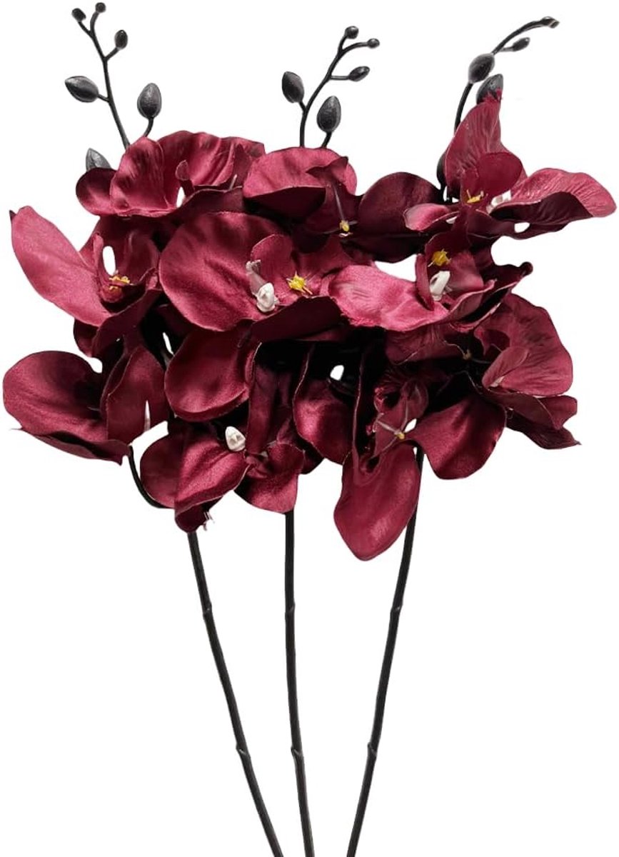 Nep bloemen orchideeën 3 stuks - rode zijde bloemen - flexibele takken - perfect voor home decor - ShopVlot