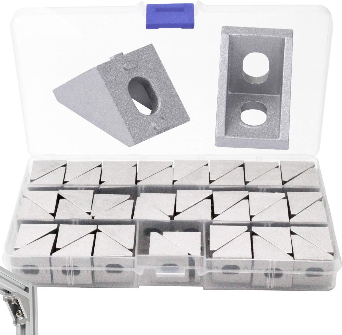 Hoekhoek aluminium 20 × 20 mm - montagemateriaal - 46 stuks - versterking voor deuren en meubels - ShopVlot