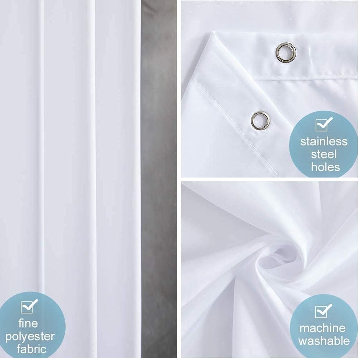 Douchegordijn 180 cm breed x 215 cm hoog - Coated polyester - Waterafstotend - Bescherming tegen spatten - ShopVlot
