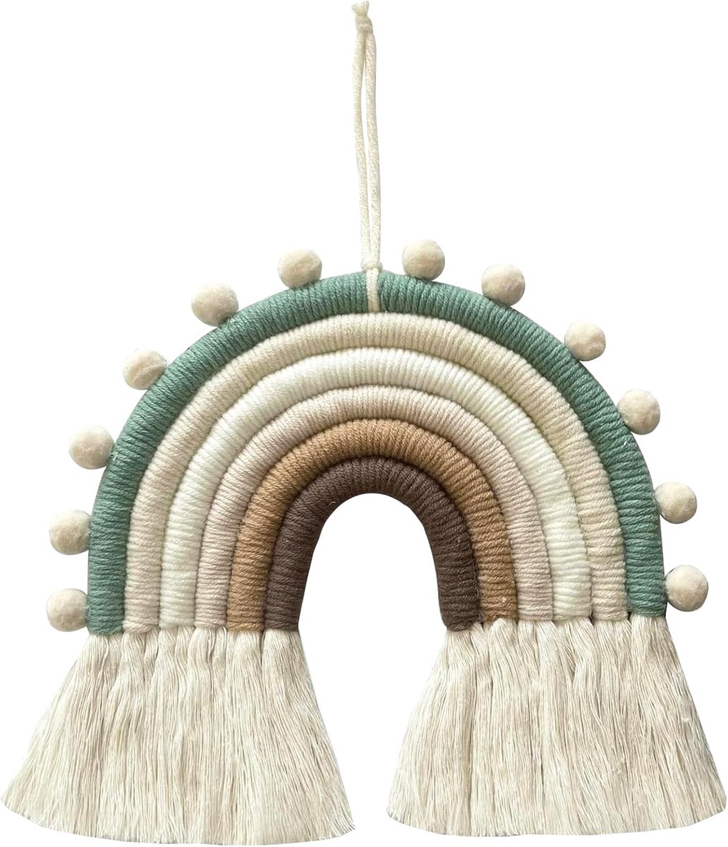 Wanddecoratie regenboog - handgemaakt van katoen - macramé stijl - sfeervolle kinderkamer decoratie - ShopVlot