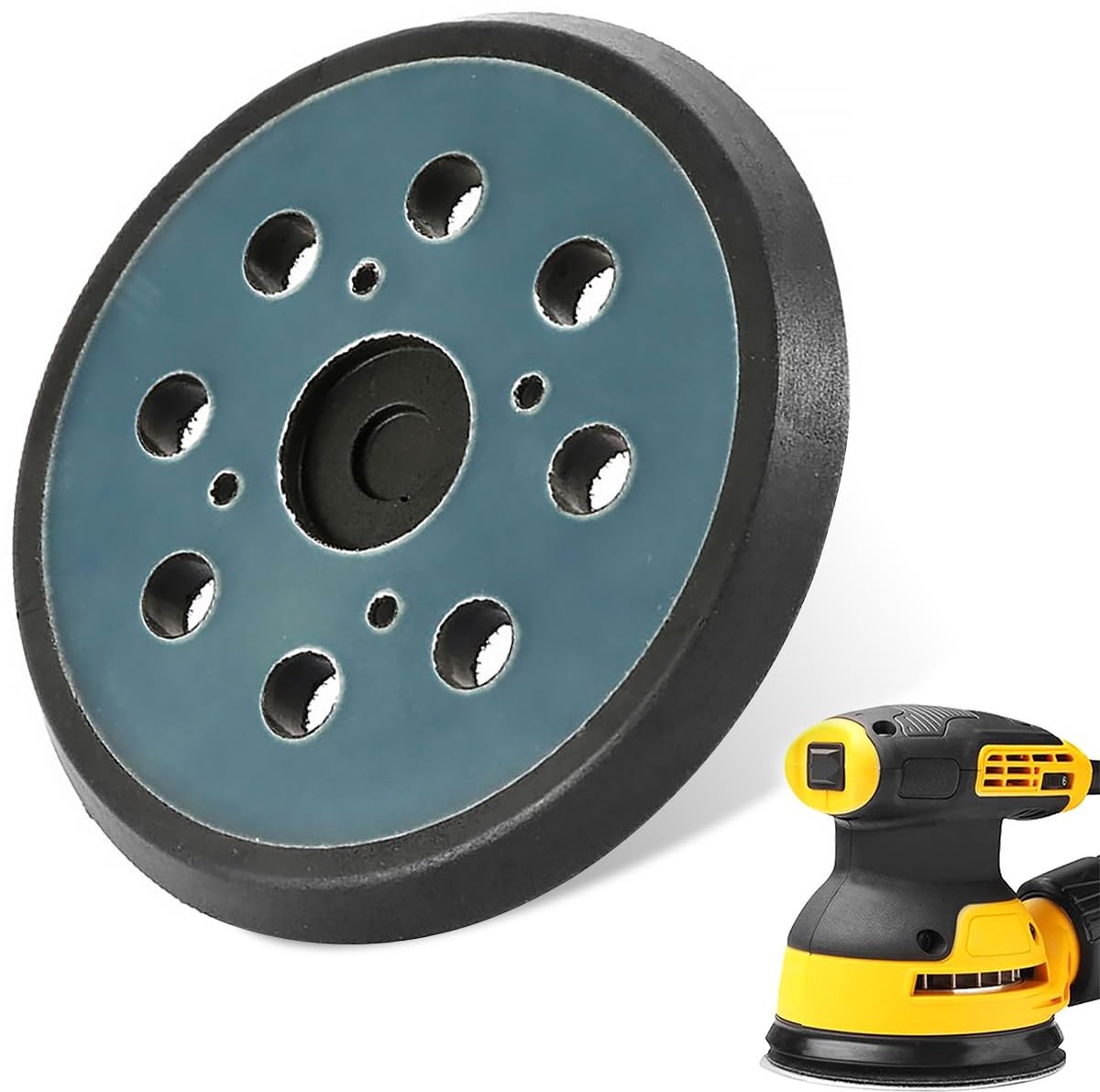 Schuurwiel 125 mm - 8 gaten - rubber - ideaal voor het slijpen van vlakke oppervlakken - ShopVlot