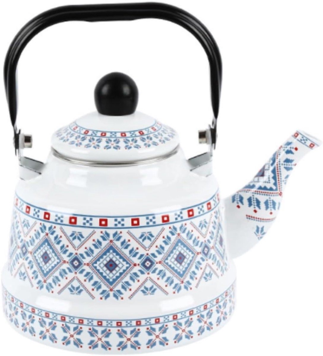 Waterketel Emaille - Theepot Fornuis - Thee Zetten - Duurzame Verwarming - 2.5L - Blauw