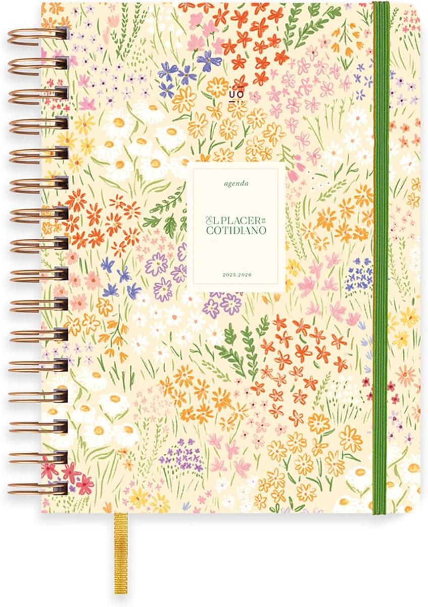 Schoolagenda 2025-2026 - dagelijkse overzicht - vaste kaft met bloemen - inclusief 127 stickers - SnelShoppen