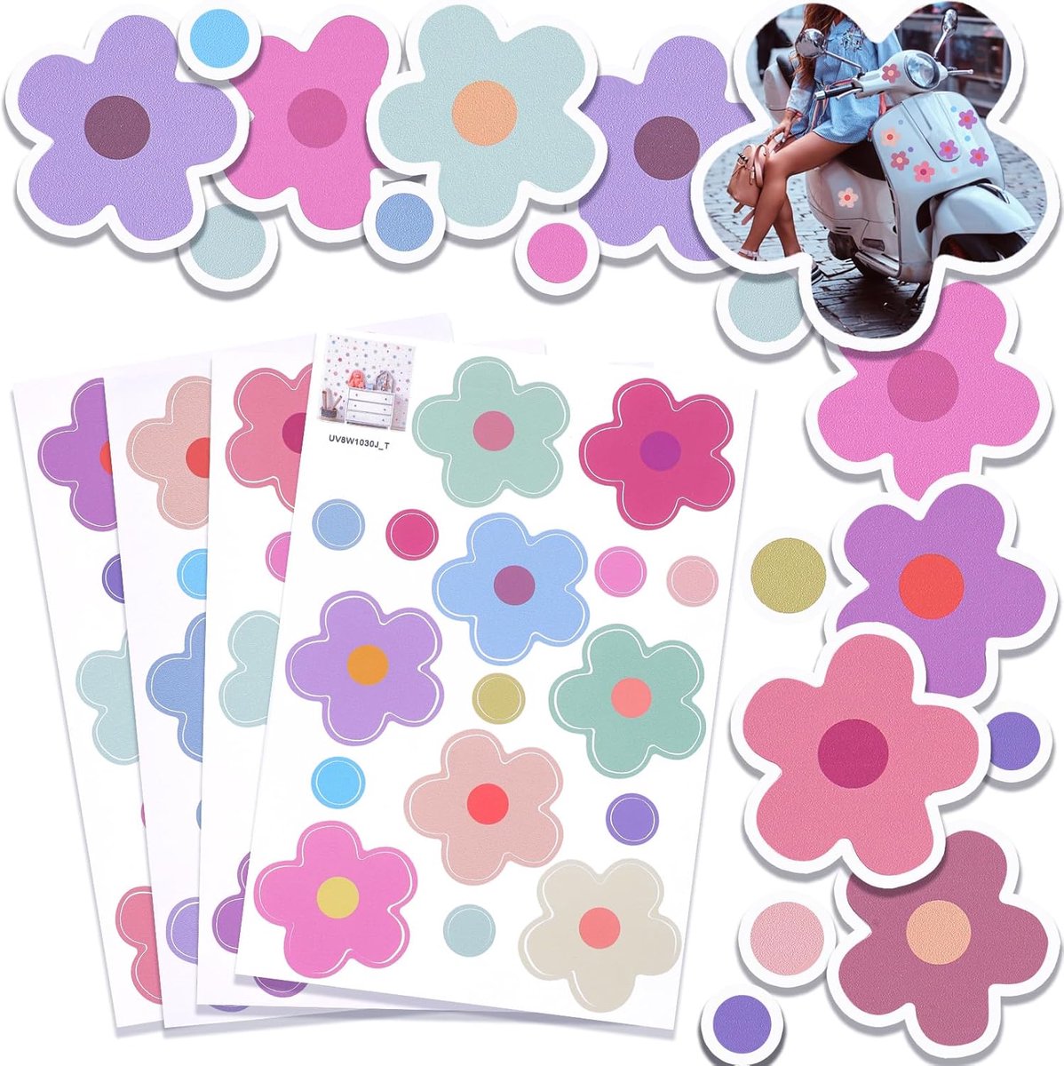 Fietsstickers Set van 70 - Waterdichte Bloemen Stickers - Zelfklevend voor Fiets, Koffer, Motor, Helm en Laptop - SnelShoppen