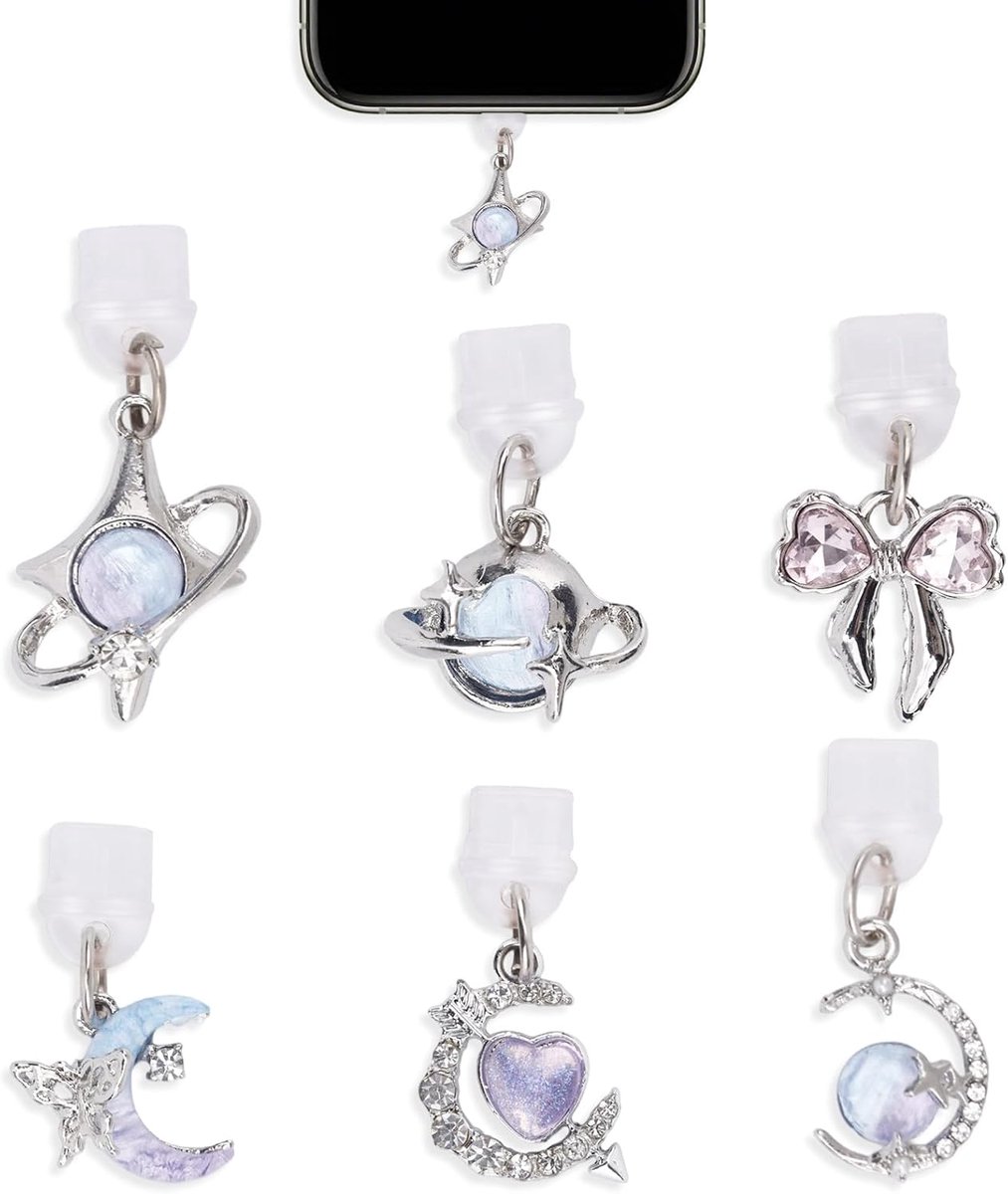 Dust Plug Charm 6pcs - Vlinder Ster Strik - Type C Oplaadpoort Decoratie - Voor E-readers en Tablets - SnelShoppen