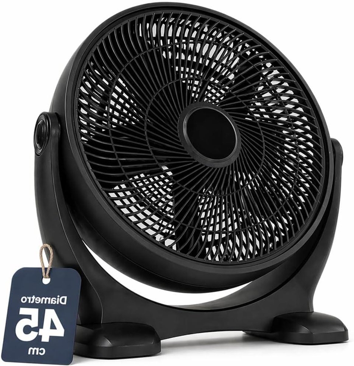Staande Ventilator - Vloer Ventilator - Ruimte Verkoeling - Robuuste Stabiele Voet - 45 cm Blad - Zwart