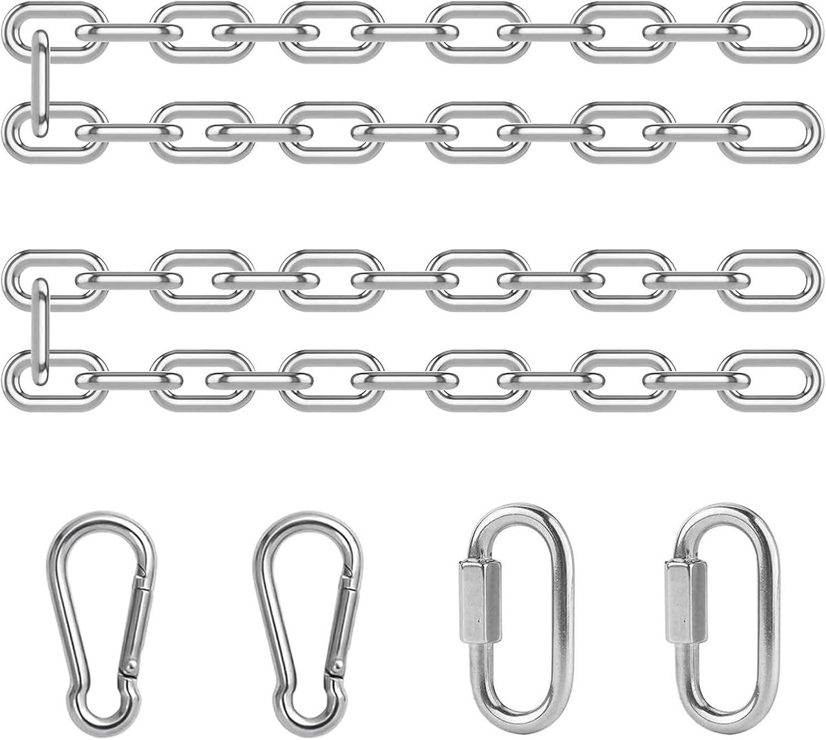Hangende ketting 60cm - RVS met karabijnhaken - Verstelbaar en weerbestendig - Ideaal voor lampen en decoratie - SnelShoppen