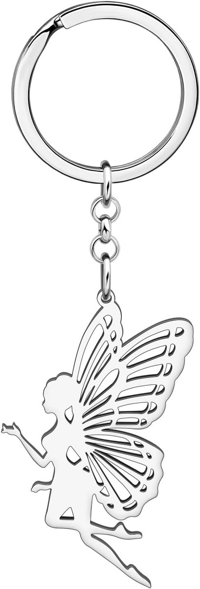 Sleutelhanger met een schattige fee - RVS - Vlinder en feeënvleugels - Perfect als cadeau voor vrouwen - SnelShoppen