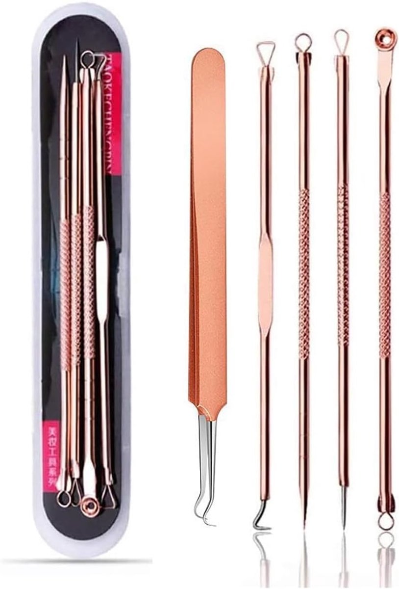 Blackhead removal kit - 5-delige set - roestvrij staal - effectieve acnebehandeling - SnelShoppen