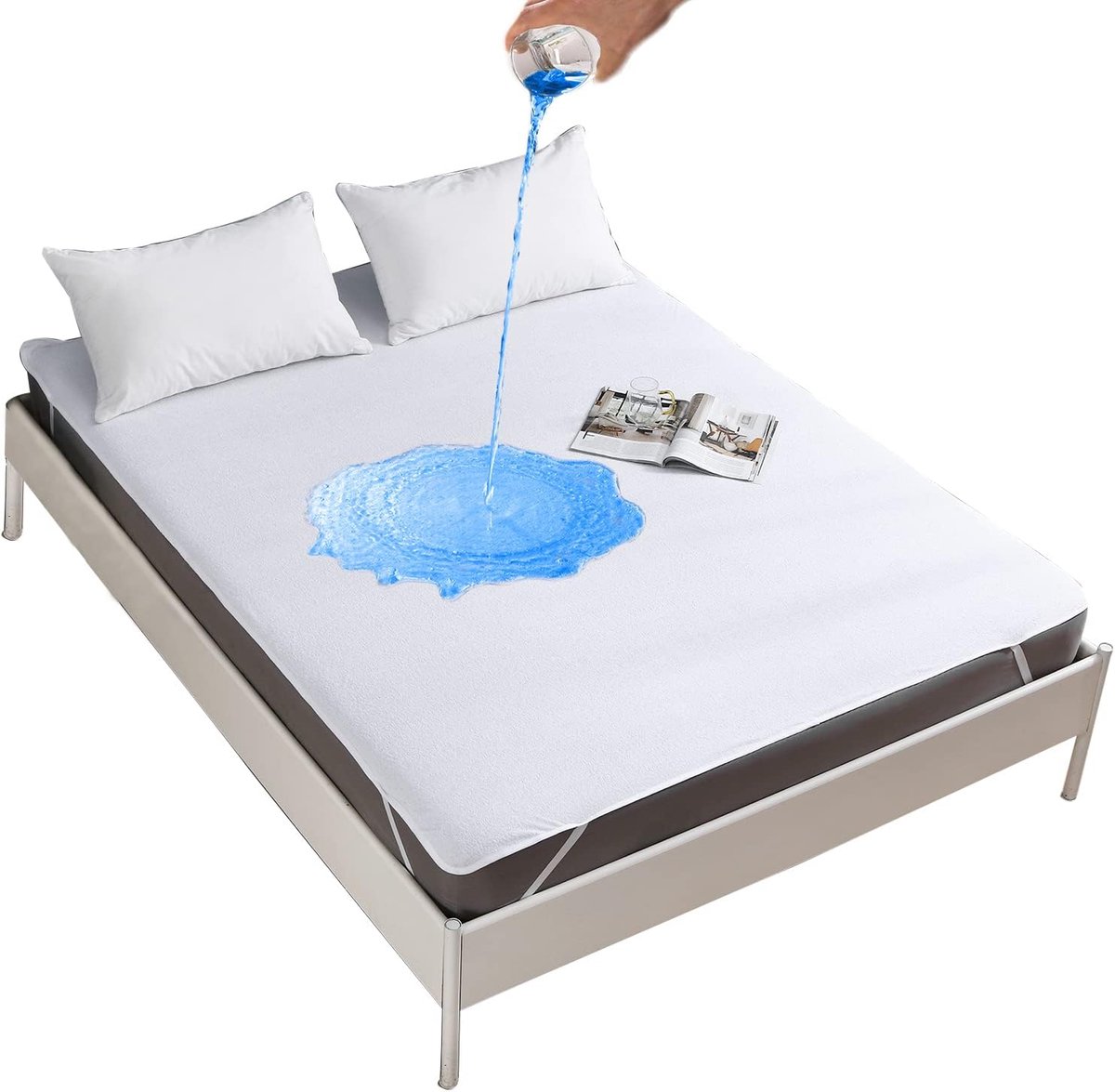 Waterdichte matrasbeschermer 160 x 200 cm - katoen - ademend - bescherming tegen vocht - SnelShoppen
