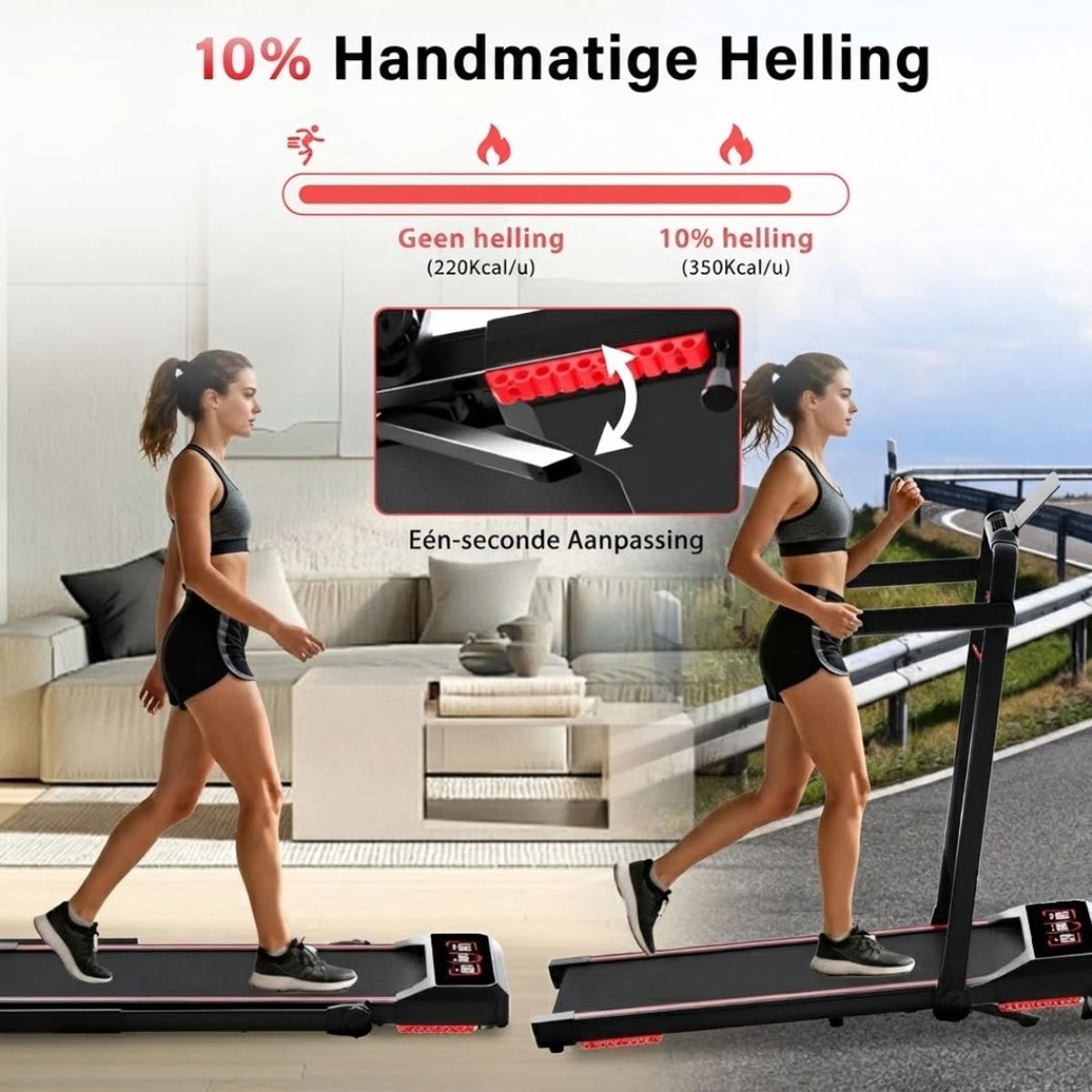 SP® Walking pad - Wandelband - Loopband Inklapbaar - Zwart - 124cm x 62cm x 18cm
