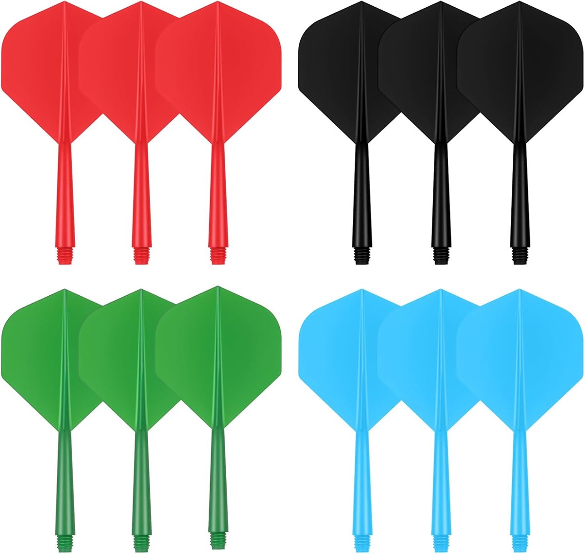 dart fins set van 12 - 75 mm standaardvorm - stabiele schachten - duurzaam en flexibel - SnelShoppen