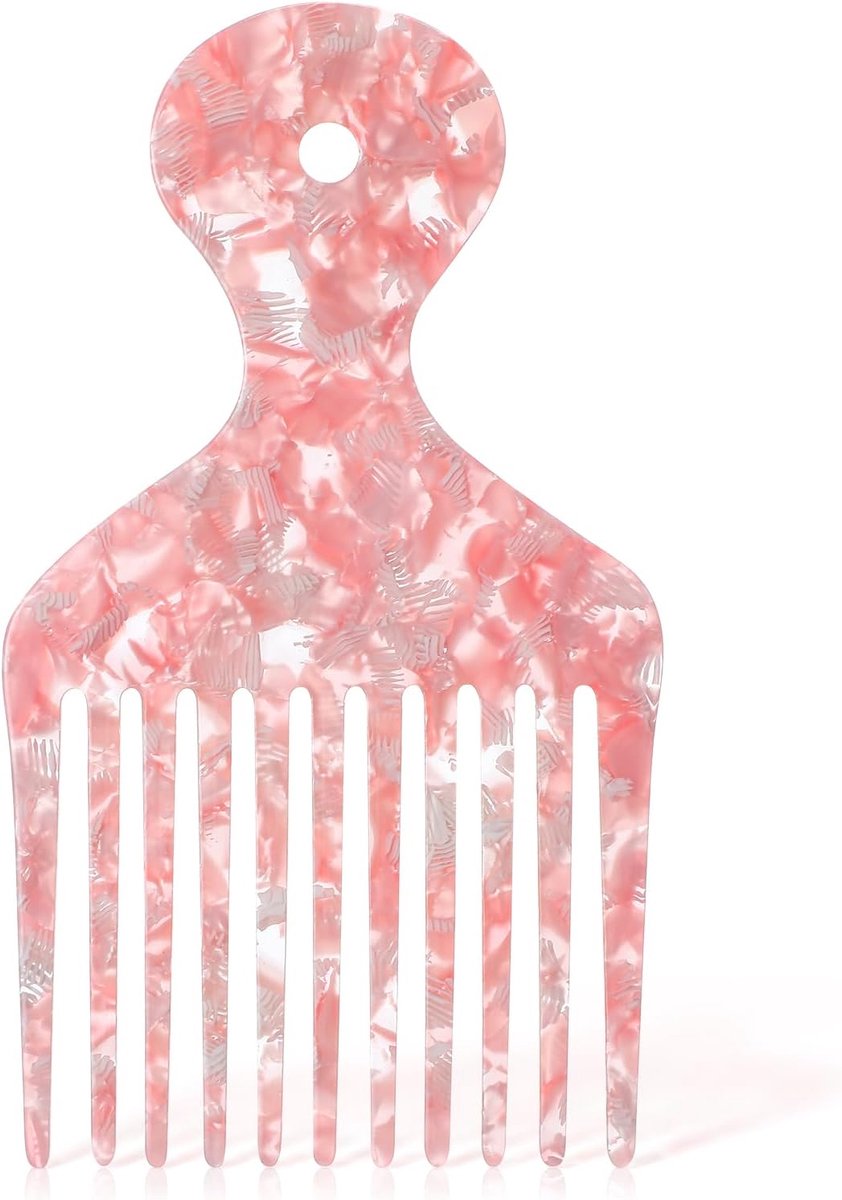 Afrokam met brede tanden - kunststof - hittebestendig - ideaal voor krullend haar - SnelShoppen