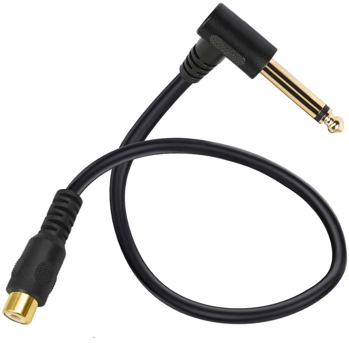 RCA to 6.35mm Audio Cable, 90 Degree Right Jack 1/4" Stereo TRS Male Plug to RCA Female Plug Cable for Mixer - ShopVlot