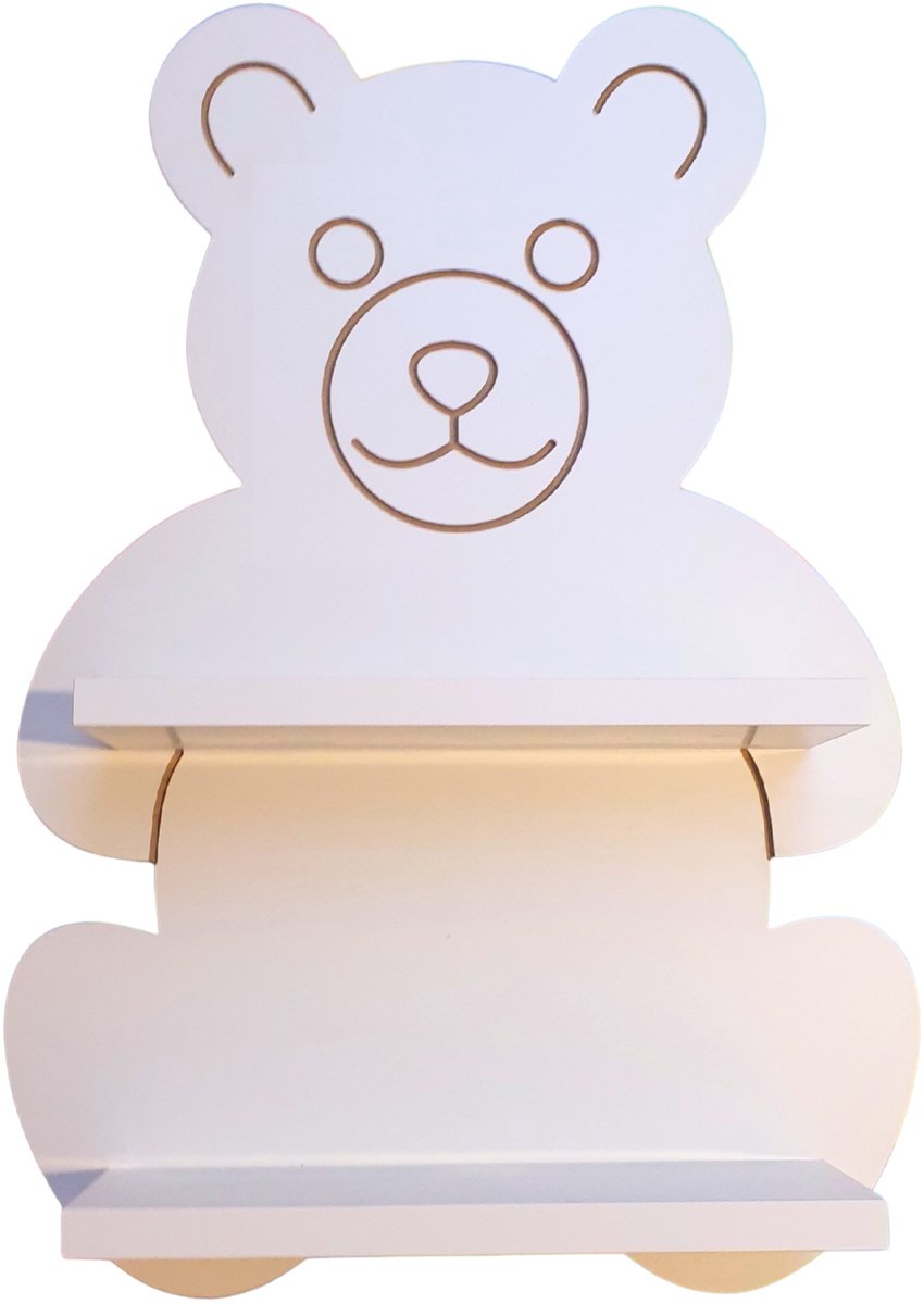 Dubbele Wandplank Beer - Wit - Scandinavisch Design voor Kinderkamer