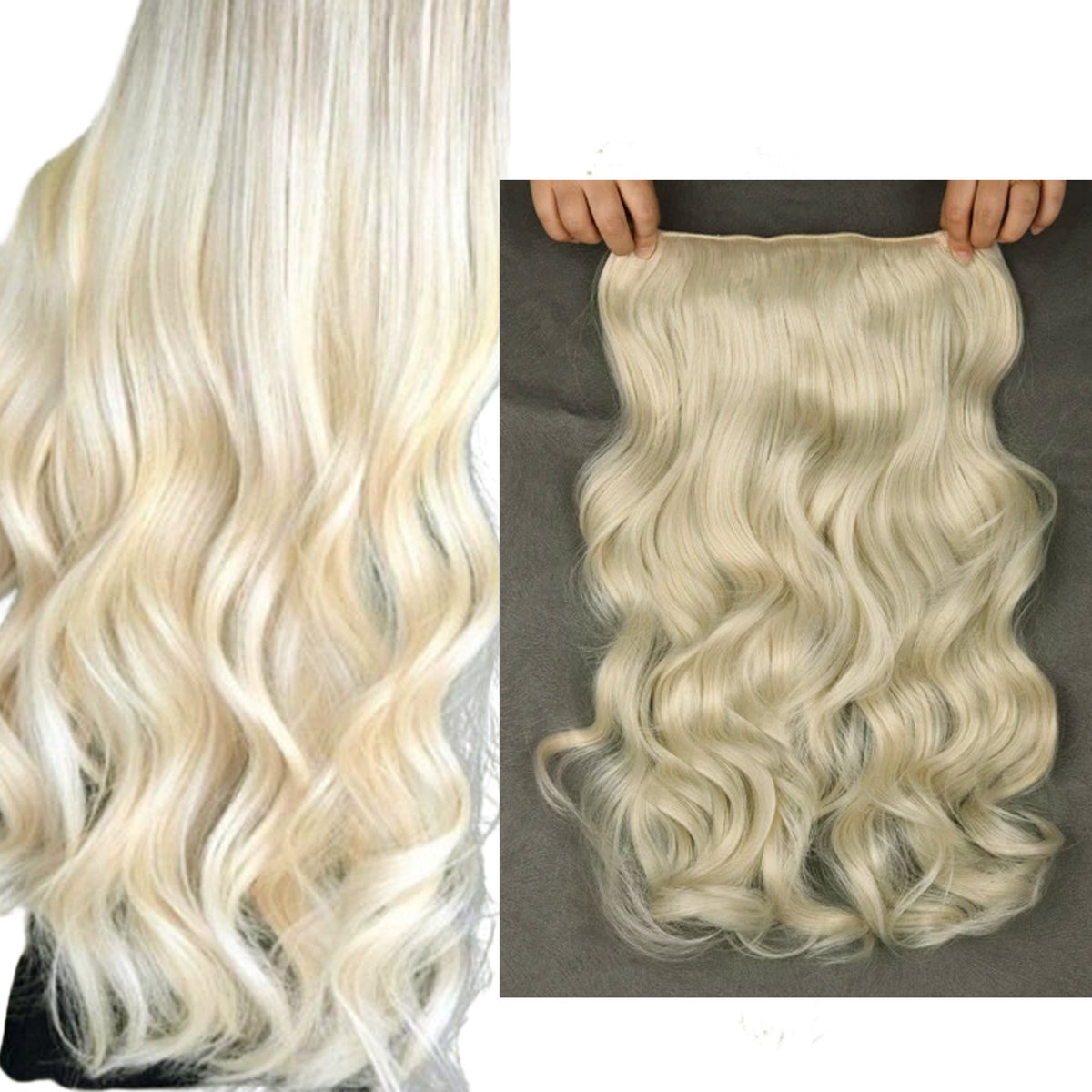 Clip-in Haarverlenging Blond Lang Krullend Synthetisch - 60cm