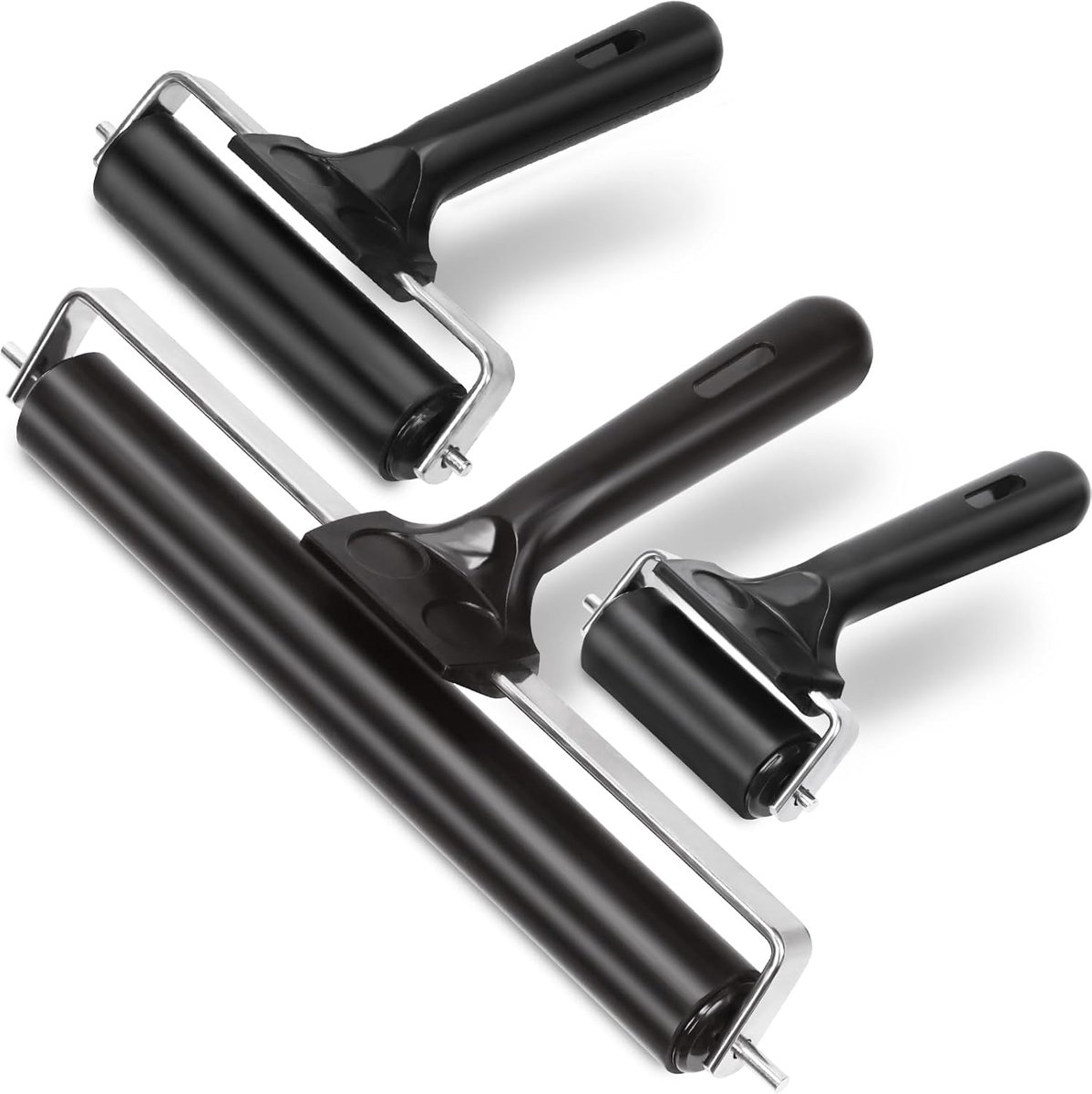 Roller brayer 15 cm - rubber - roze - ideaal voor inkt en verf - SnelShoppen