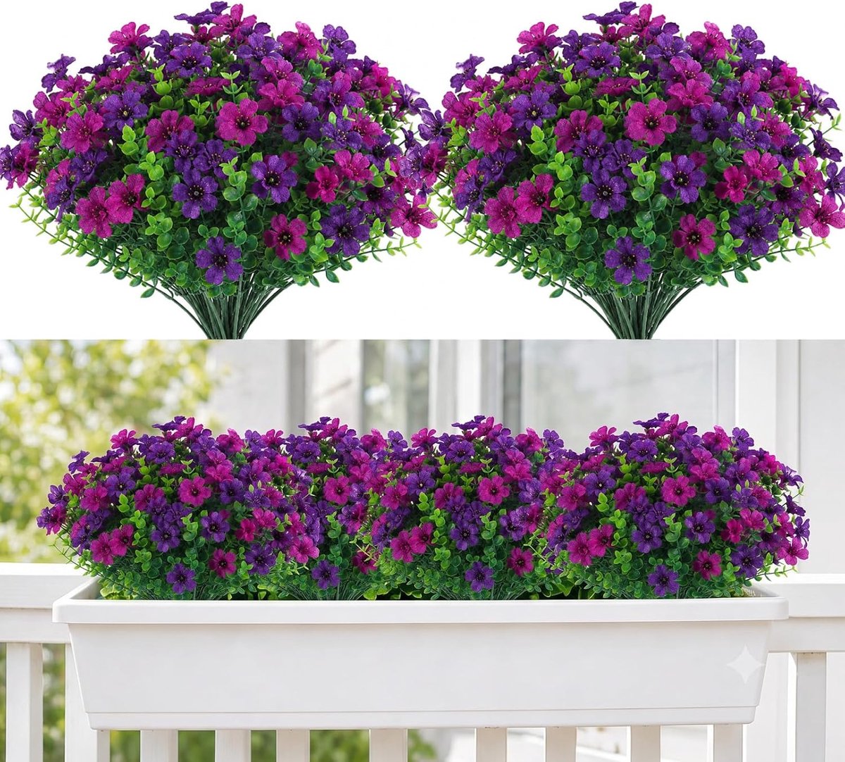 Kunstbloemen 8 bundels - uv-bestendig - levensecht - ideaal voor bloempotten en decoratie - SnelShoppen