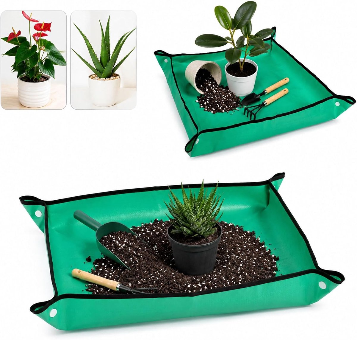 Plantenbloempottenmat 100 x 100 cm en 66 x 66 cm - Opvouwbare kunststof - Waterdicht ontwerp - SnelShoppen