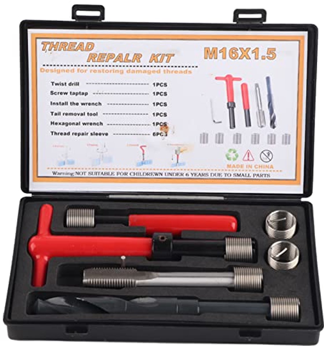 Draadinsert set 11 stuks M16 x 1.5 - RVS materiaal - Verbeterde draaimkracht - Eenvoudig te installeren - SnelShoppen