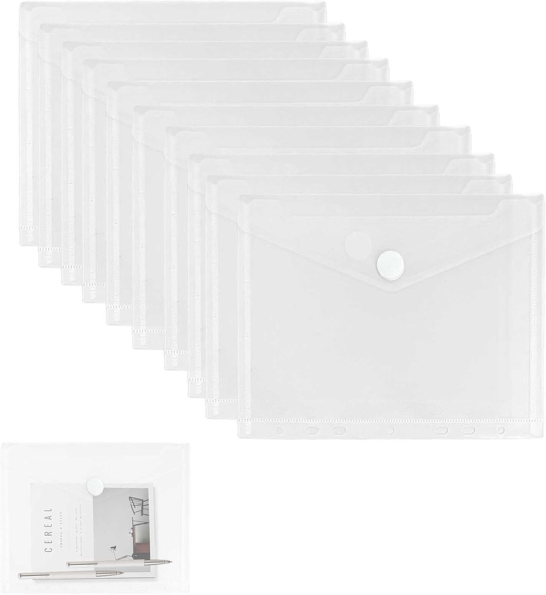 Set van 10 A5 documentmappen 23 x 18 cm - waterdichte mappen met kijkvenster - ideaal voor kantoor of school - SnelShoppen