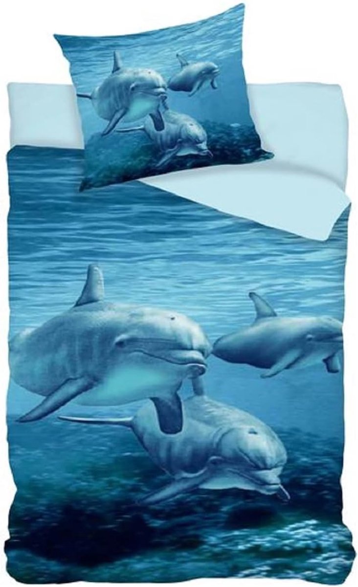 Dekbedovertrek dolfijn 135x200cm - 100% katoen - ademend en temperatuurregulerend - blijft mooi na vele wasbeurten - ShopVlot