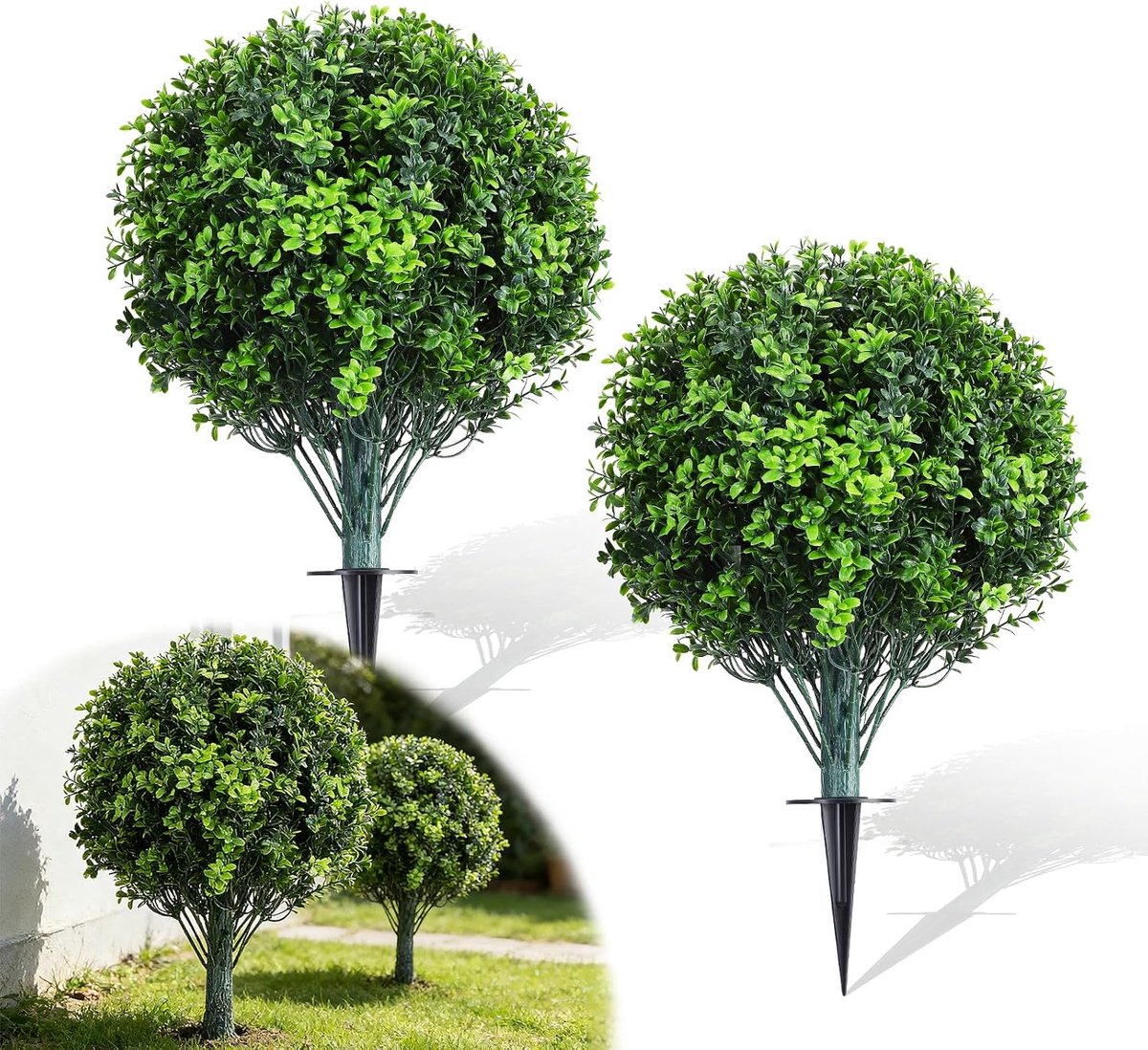 Kunststof boxwood ballen set van 2 - 40 cm groot - UV-bestendig - Perfect voor tuin en interieur - SnelShoppen