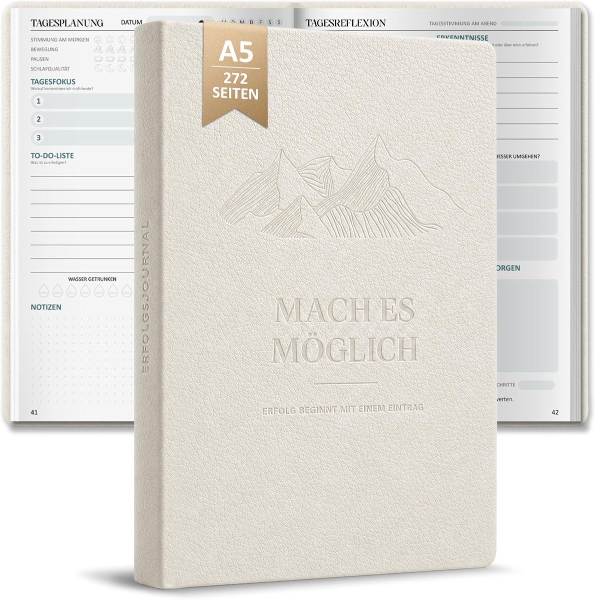 Dagplanner beige - bergpatroon - A5 formaat - overzichtelijk plannen - SnelShoppen