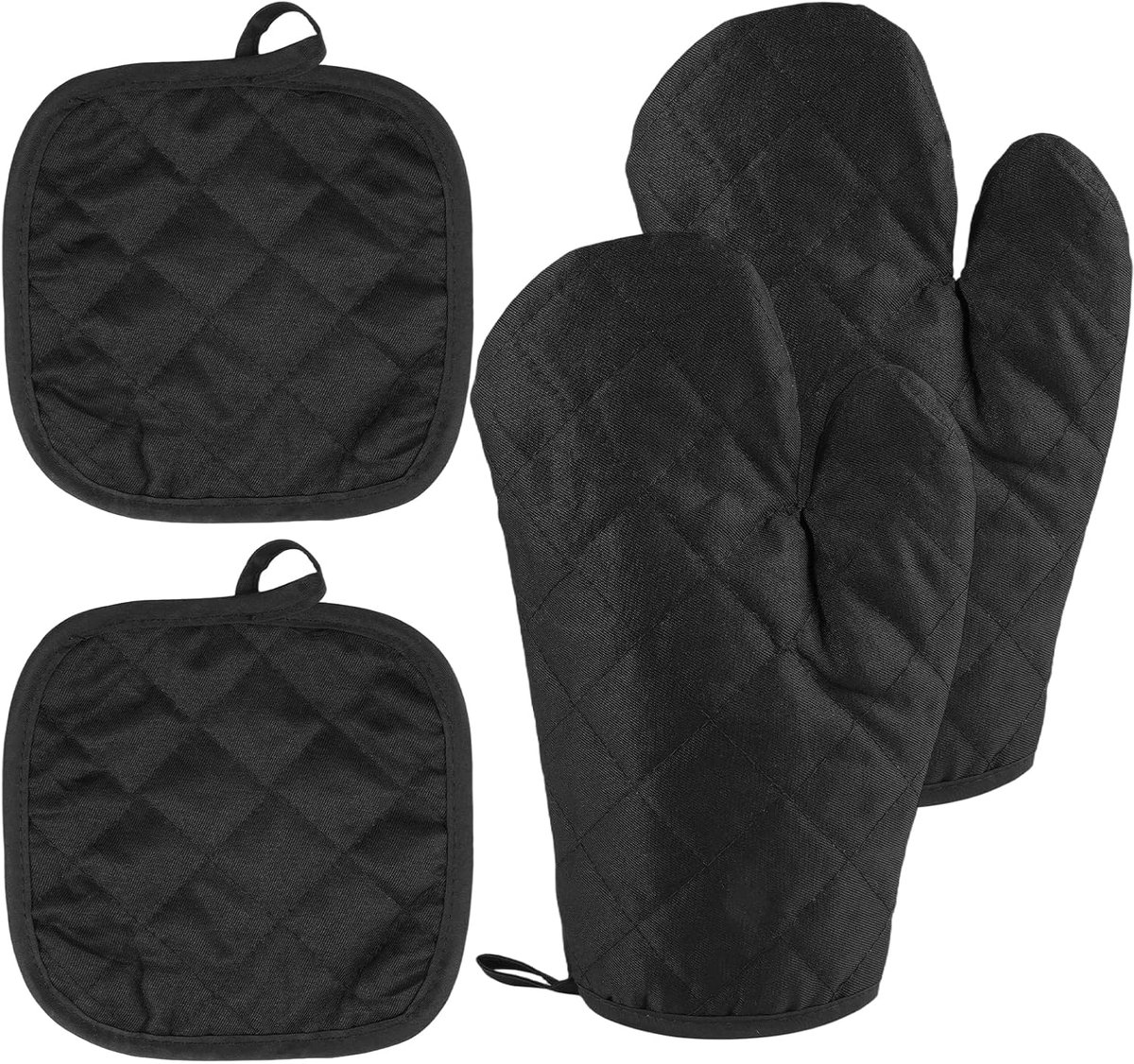 Ovenwanten set met 2 pannenhouders - Katoen, antislip - Extra lang, ideaal voor bakken - SnelShoppen