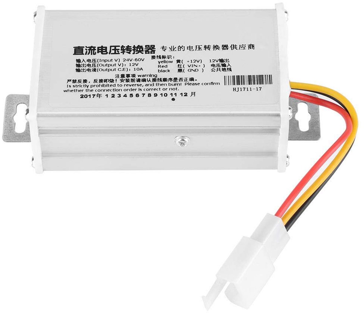 SnelShoppen - Power Voltage Converter DC 24V-60V naar 12V 10A 120W Transformator voor Elektrische Scooter, Hoorn, LED, Hernia Lamp, Instrumentenpaneel