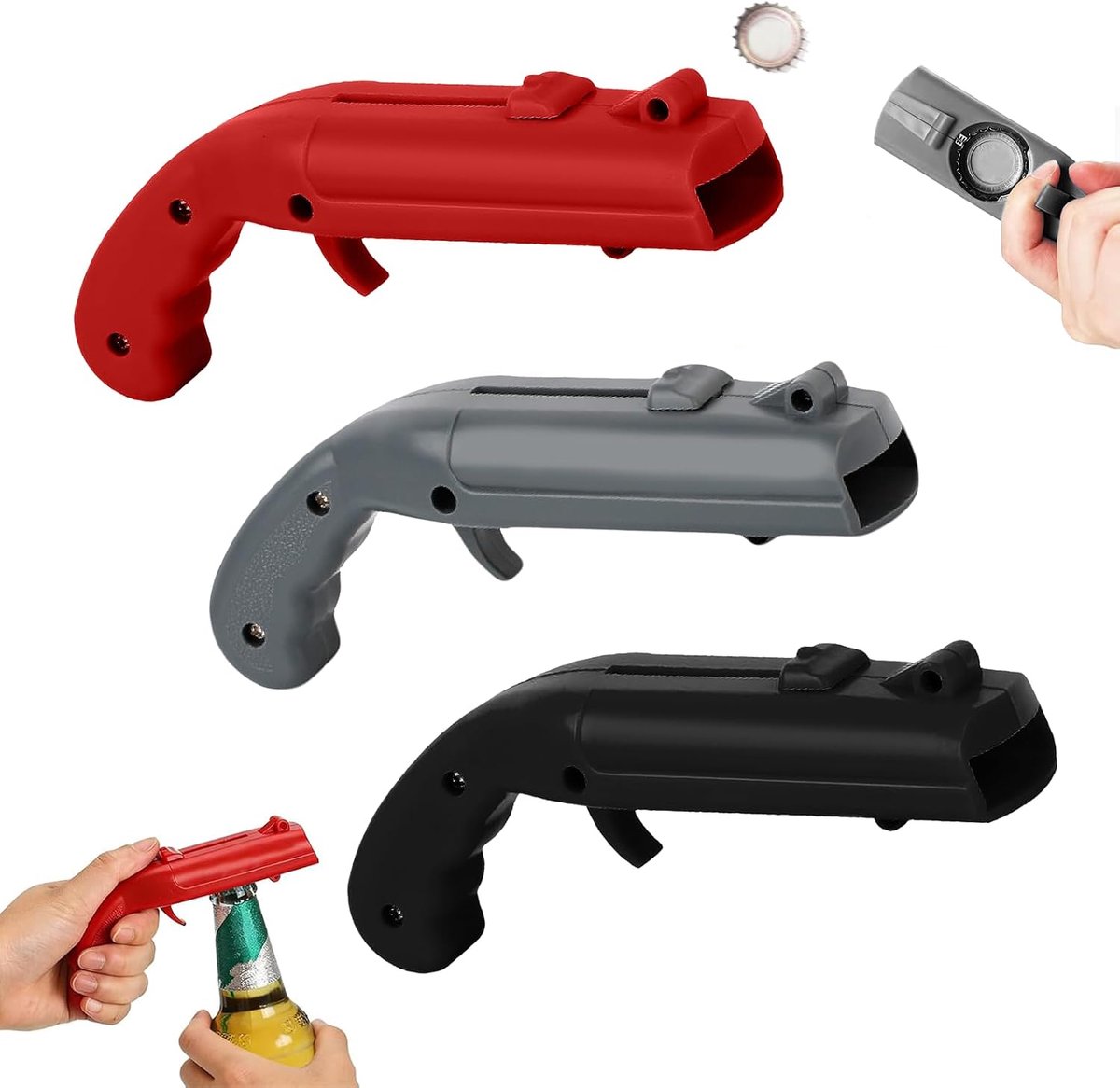 Cap gun flesopener pistool - 3 stuks - grappig ontwerp - ideaal voor feestjes - SnelShoppen