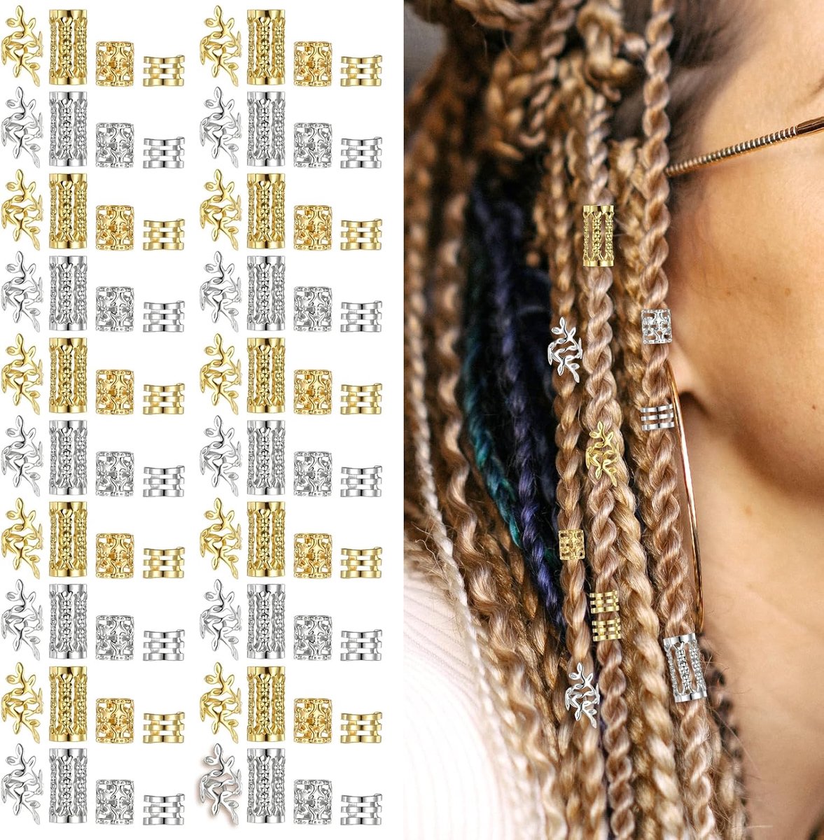Dreadlock sieraden set - 160 stuks - goud en zilver - creatieve haaraccessoires voor festivals - SnelShoppen