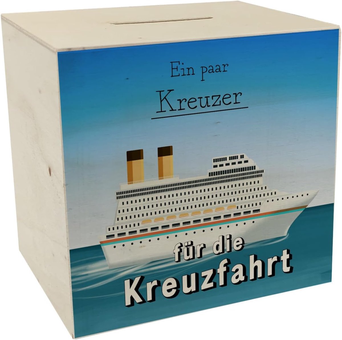 Spaarpot van hout met cruise schip - ronde vorm - bespaar voor je volgende schipreis - ideaal voor cruiseliefhebbers - SnelShoppen