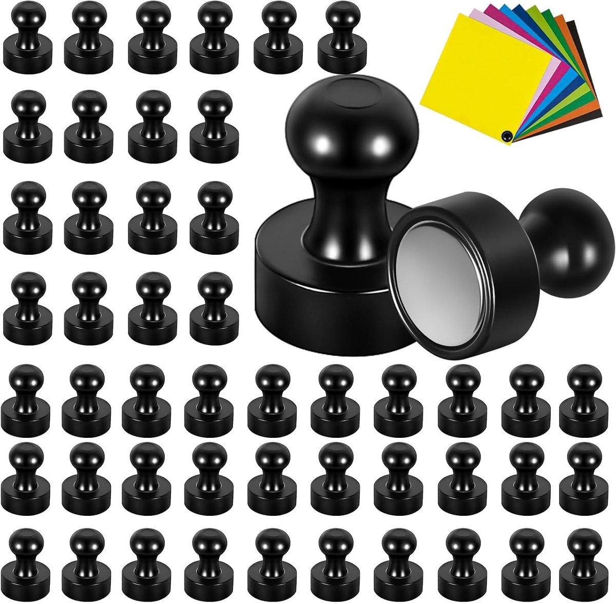 Magneten 12mm x 16mm - sterke zwarte mini-magneten - 50 stuks - ideaal voor op de koelkast en whiteboards - SnelShoppen