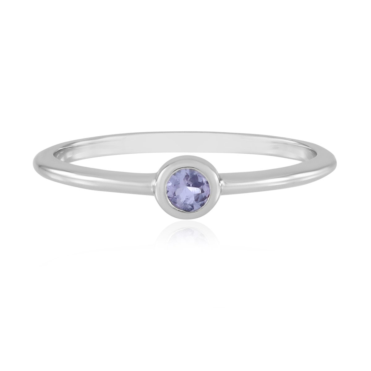 Cavill - Zilveren ring met tanzaniet 0,118 ct - 925 Sterlingzilver met Platina Verguld - Elegante ronde edelsteen ring - Dames sieraden minimalistisch