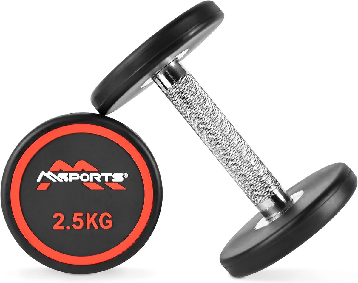 Dumbbell set 2 x 2.5 kg - rubber coating - chroomplated handvat - perfect voor thuistraining - ShopVlot