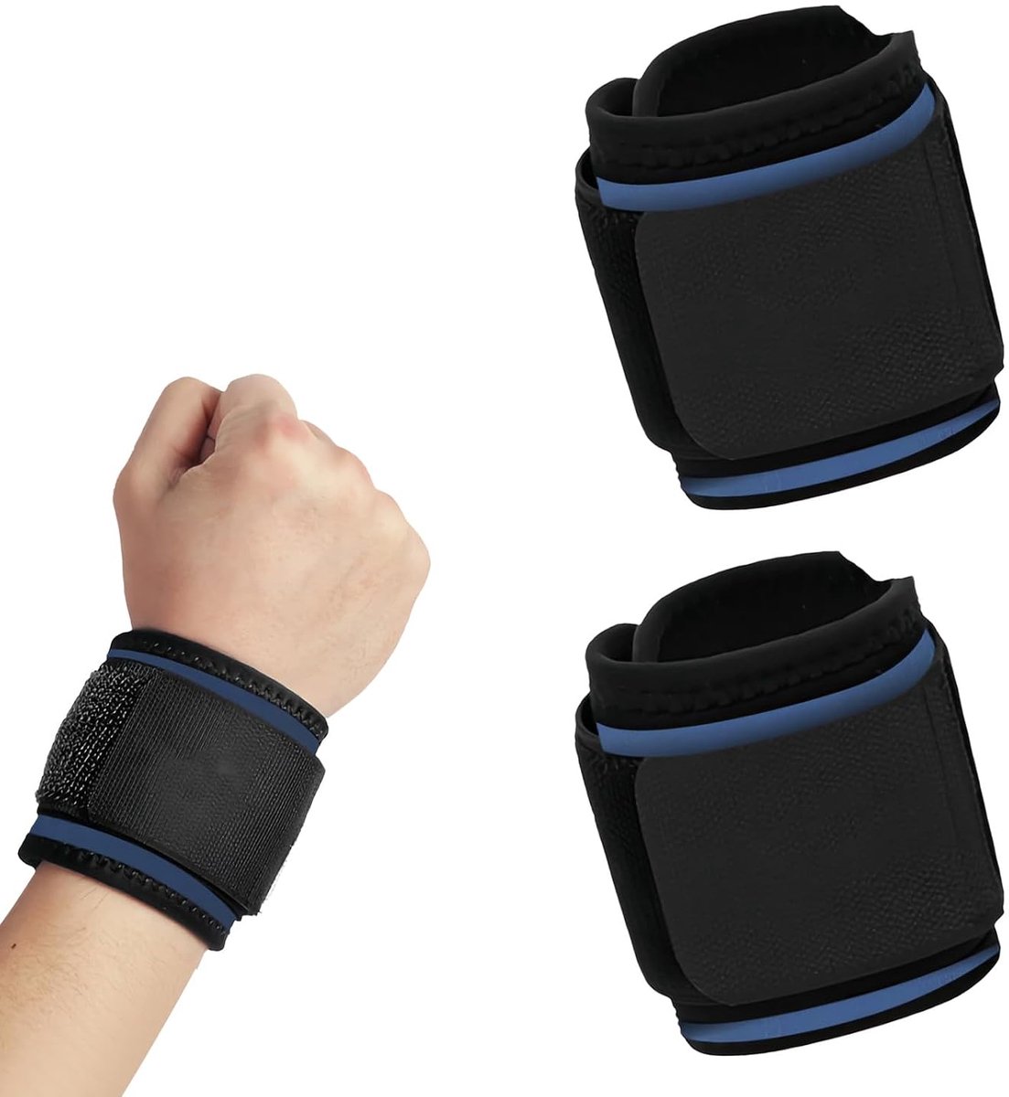 Polsbandages krachttraining 2 stuks - verstelbaar - marineblauw - gewrichtsbescherming tijdens workout - ShopVlot