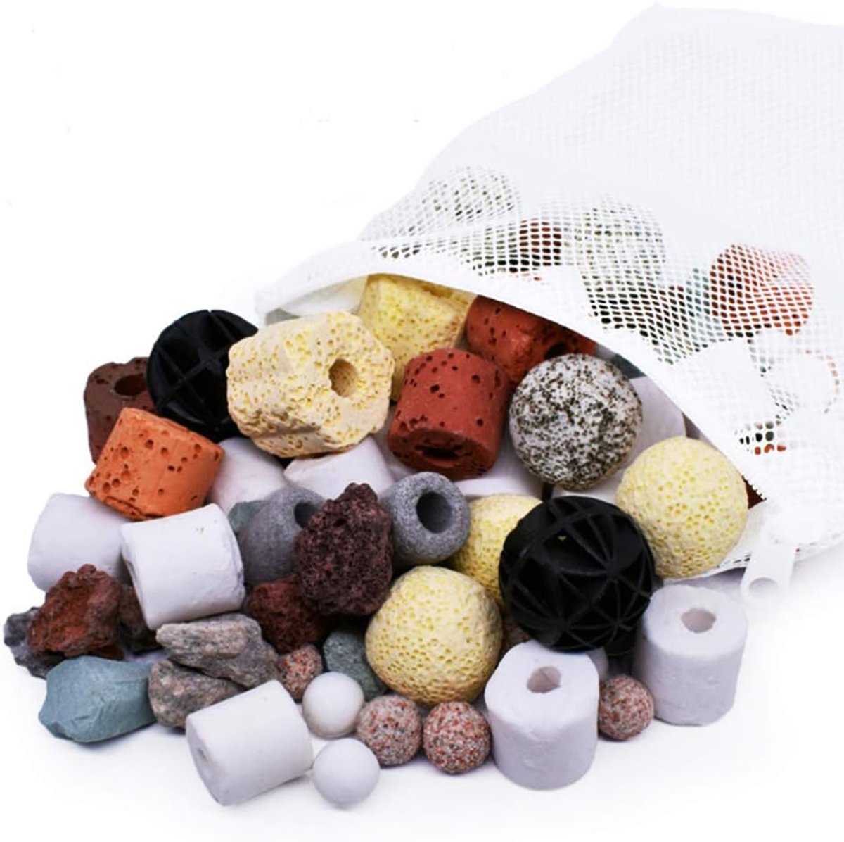 Aquarium filtermedia 500g - keramische ringen en bioballen - porieuze filtermaterialen - verwijdert onzuiverheden - ShopVlot