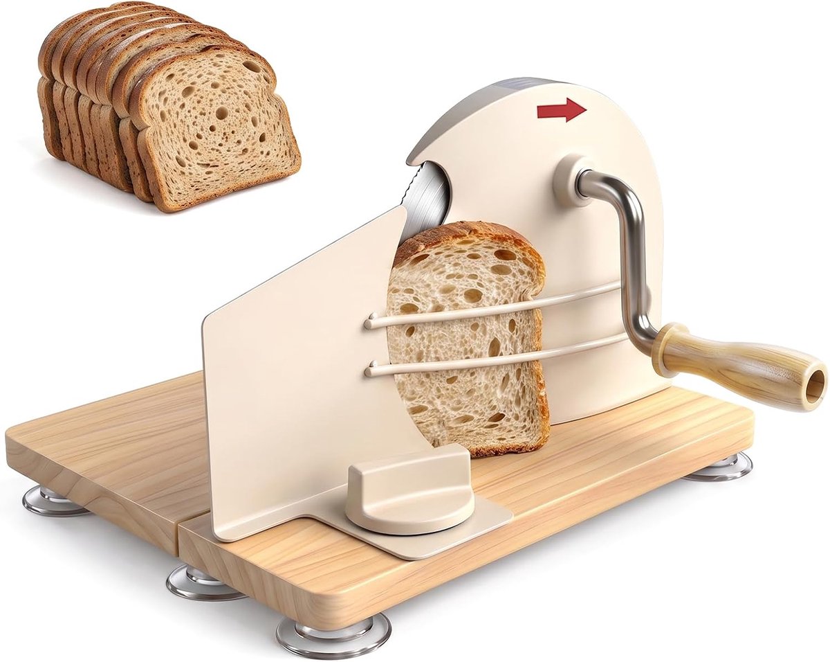 Handmatige broodsnijmachine - schijfdikte 1-20 mm - roestvrijstalen lemmet - ideaal voor zelfgemaakt brood - ShopVlot