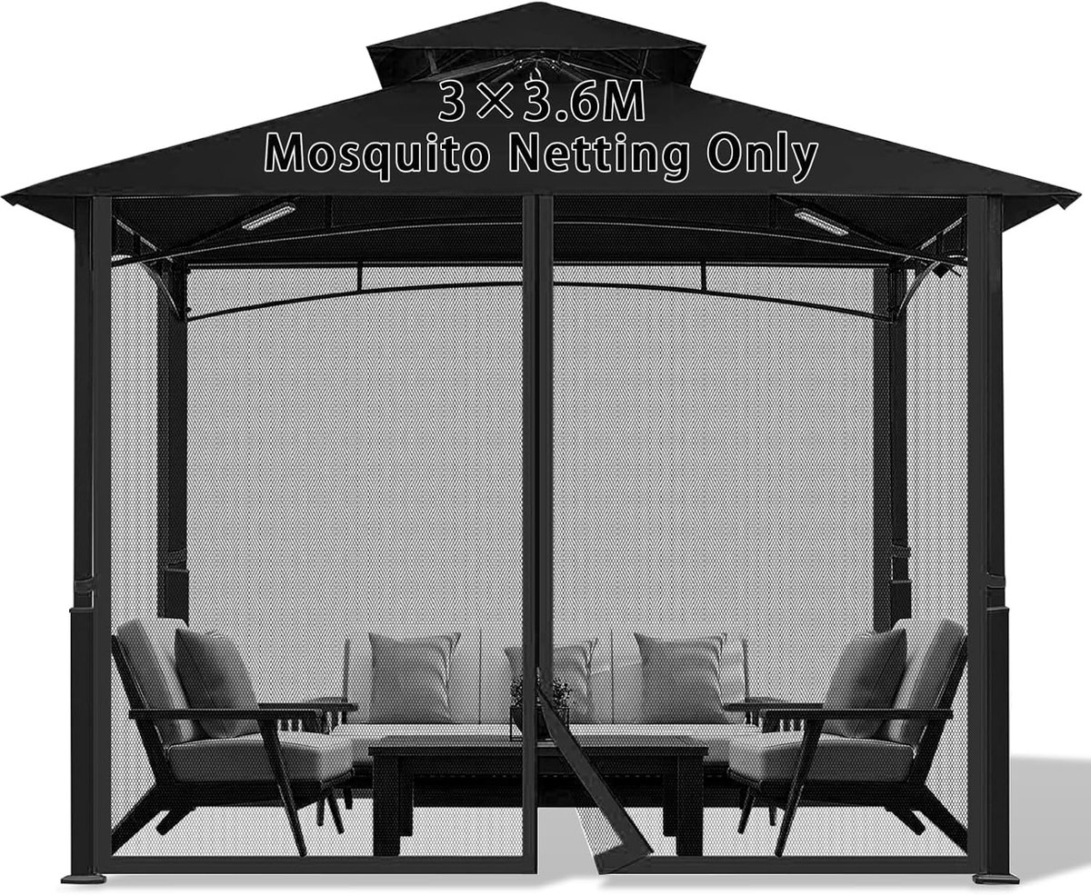 Moskitonet Outdoor 300x360cm - Zwart - Met rits - Ideaal voor balkon of terras - ShopVlot