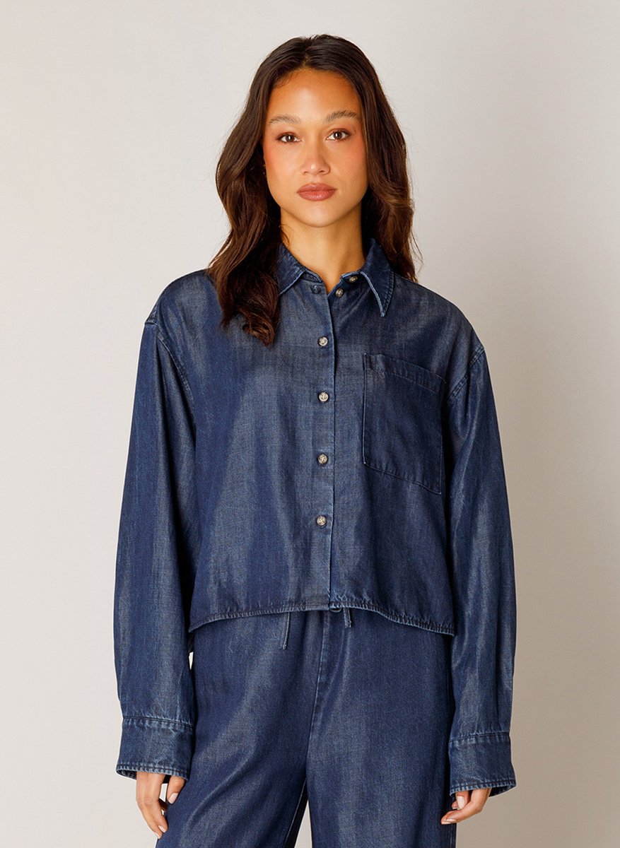 BASE LEVEL Bea denim Blouses - Mid Blue - maat 40