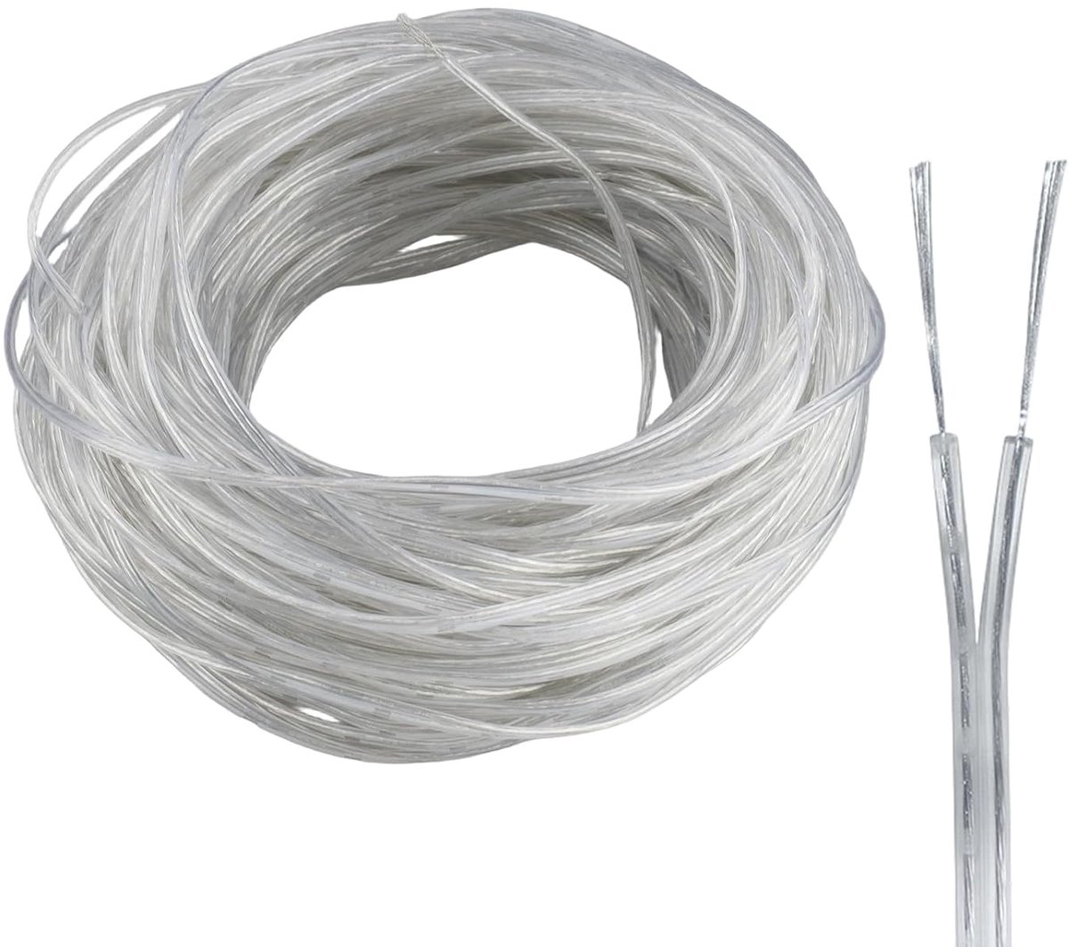 2-draads kabel 25 m - transparant PVC - 28 AWG - ideaal voor huishoudelijke apparaten - ShopVlot