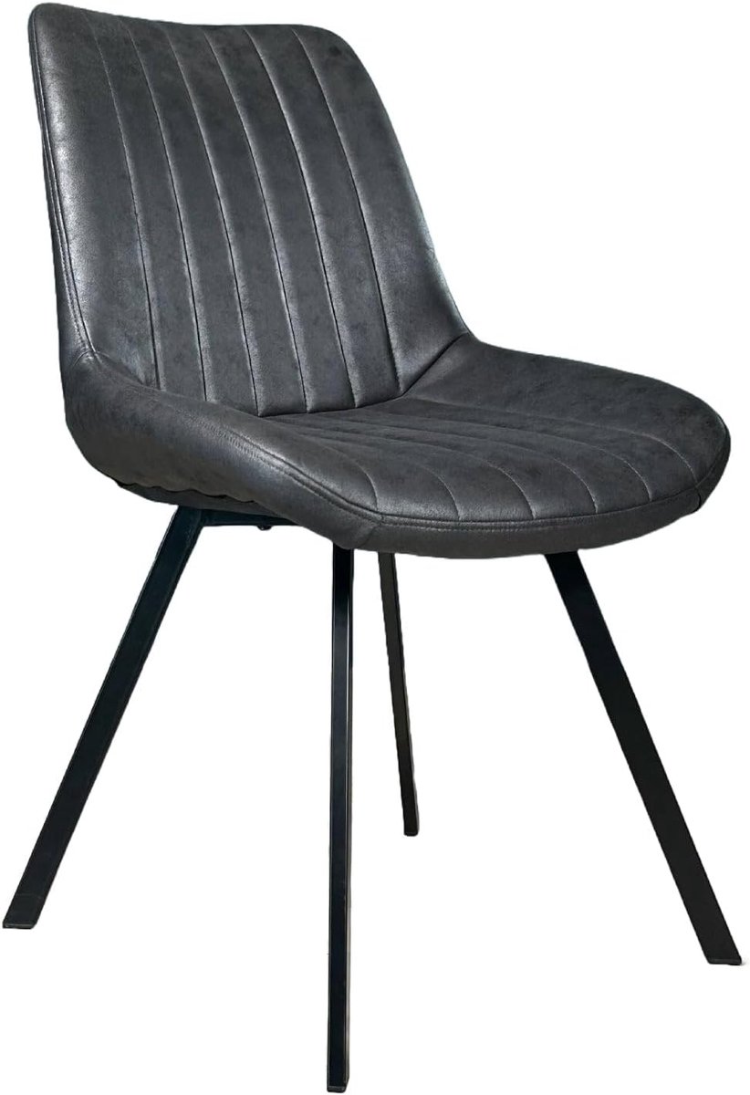 Eetkamerstoel set van 6 - Zwarte microvezel - Eenvoudige montage - Comfortabel zitten - ShopVlot
