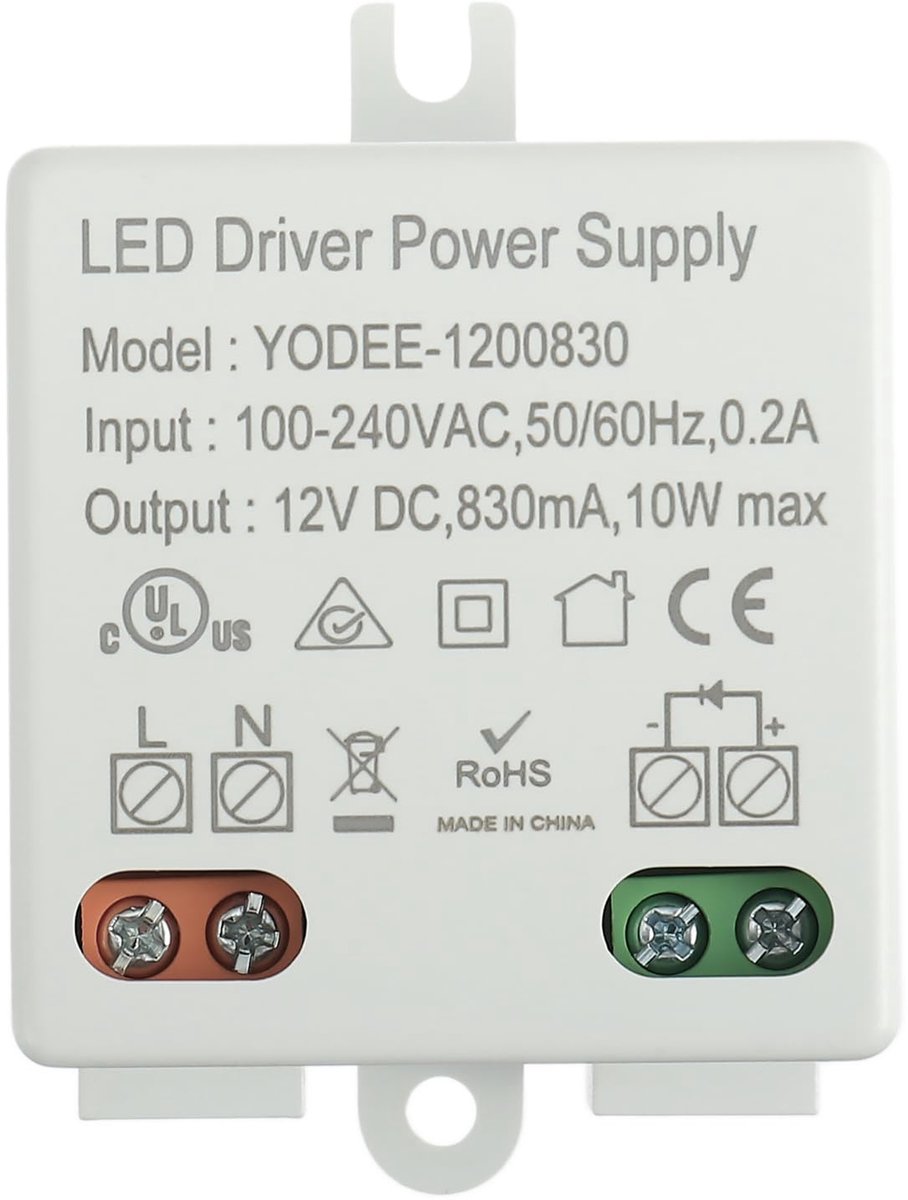 Mini LED transformator 12 V/DC 10 W - klein en plat - geen minimale belasting - stabiele prestaties - ShopVlot