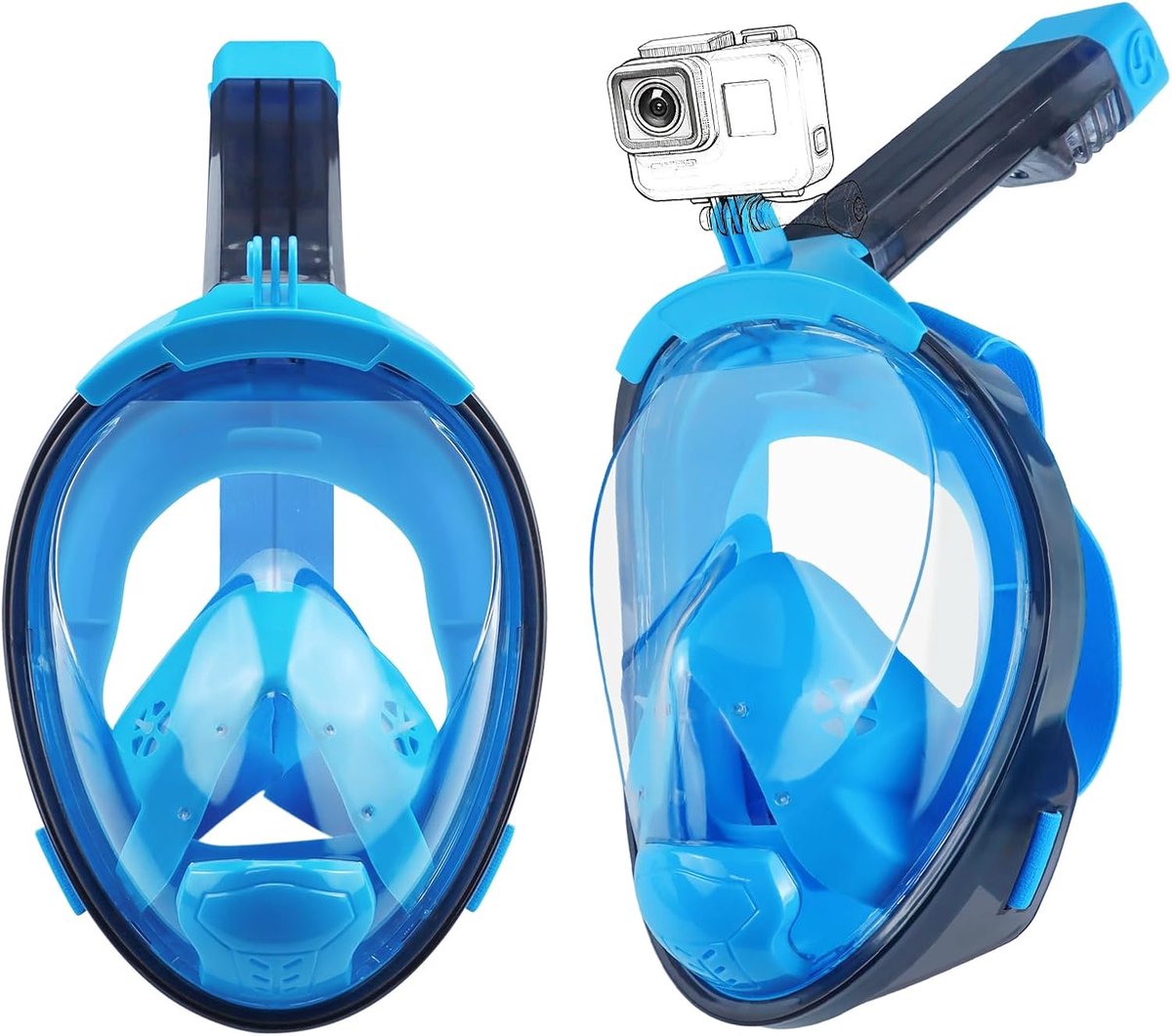 Duikmasker vol gezicht - 180° panoramisch zicht - anti-vogend en anti-lek - ideaal voor snorkelen - ShopVlot