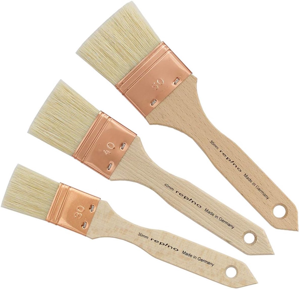 Schilderkwasten set 50mm, 40mm, 30mm - natuurlijke haren - robuuste houten handgreep - ideaal voor brede verfstroken - ShopVlot