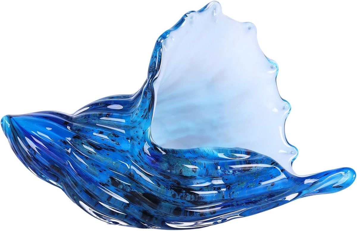 Glas kunst beeldje schelp - handgeblazen decoratie - kleurrijk design - uniek standbeeld voor sleutels en sieraden - ShopVlot