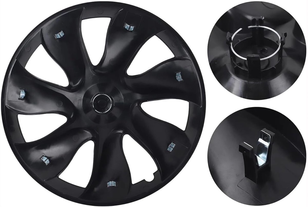 Wieldeksels set 4 stuks - 19 inch - mat zwart - sportieve uitstraling - ShopVlot