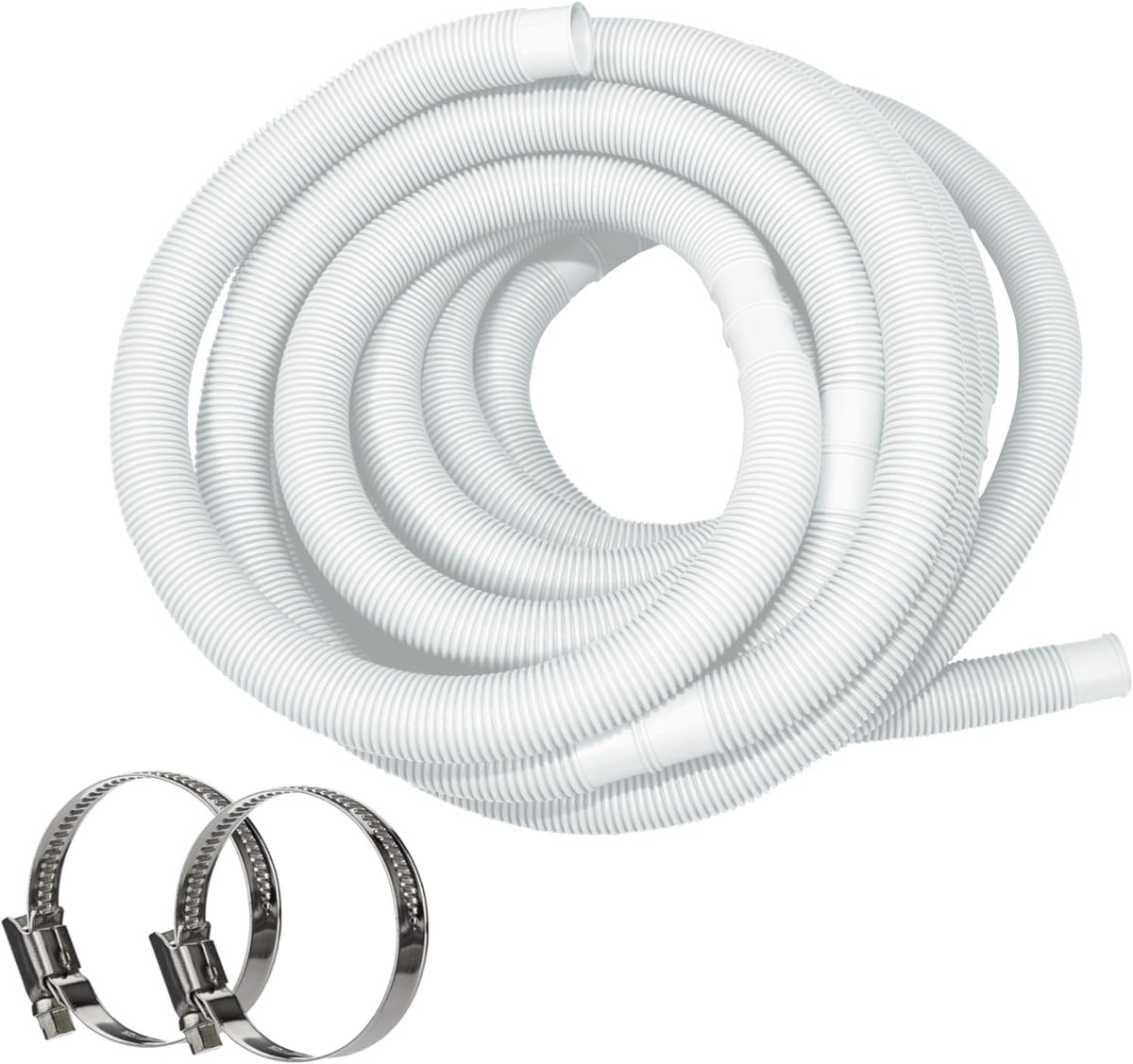 Zwembadslang 32 mm wit - 9 m - met RVS slangklemmen - geschikt voor zwembadpomp en filtersysteem - ShopVlot
